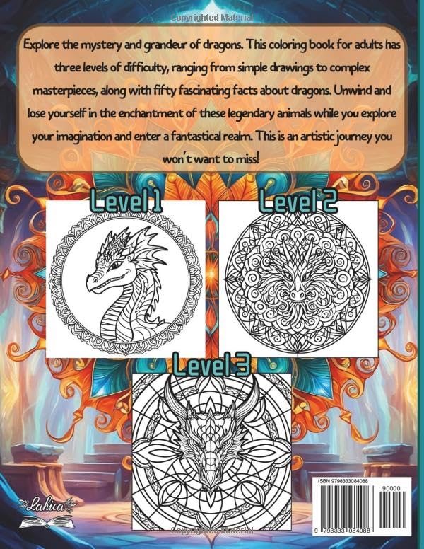 Dragon Mandala Coloring Book: Unleash the Magic of Mythical Creatures - 50 Intricate Mandalas and Fascinating Dragon Facts, Perfect for Adult and Teen Colorists and Fantasy Enthusiasts WoodArtSupply