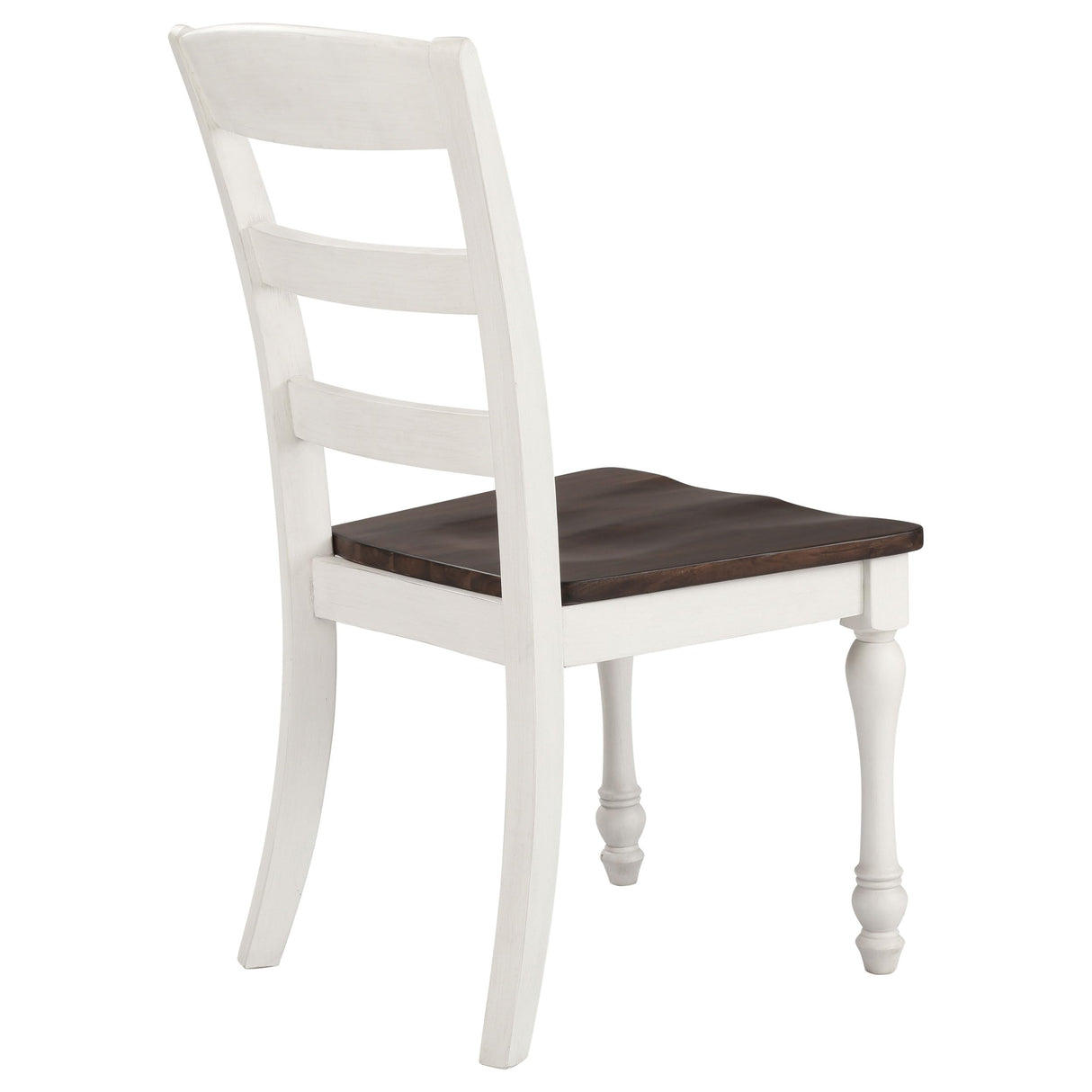 Coaster Home Furnishings - Madelyn - Wood - Set of 2 Farmhouse Dining Side Chairs with Ladder Backs, Saddles, Scooped Seats and Turned Legs - Dining Room - Coastal White and Dark Cocoa - 110382 Coaster Fine Furniture