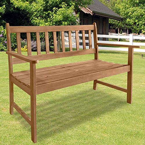 Dkeli Sturdy Acacia Wood Outdoor Bench with Armrests - Ideal for Garden, Patio, and Park Decor Dkeli