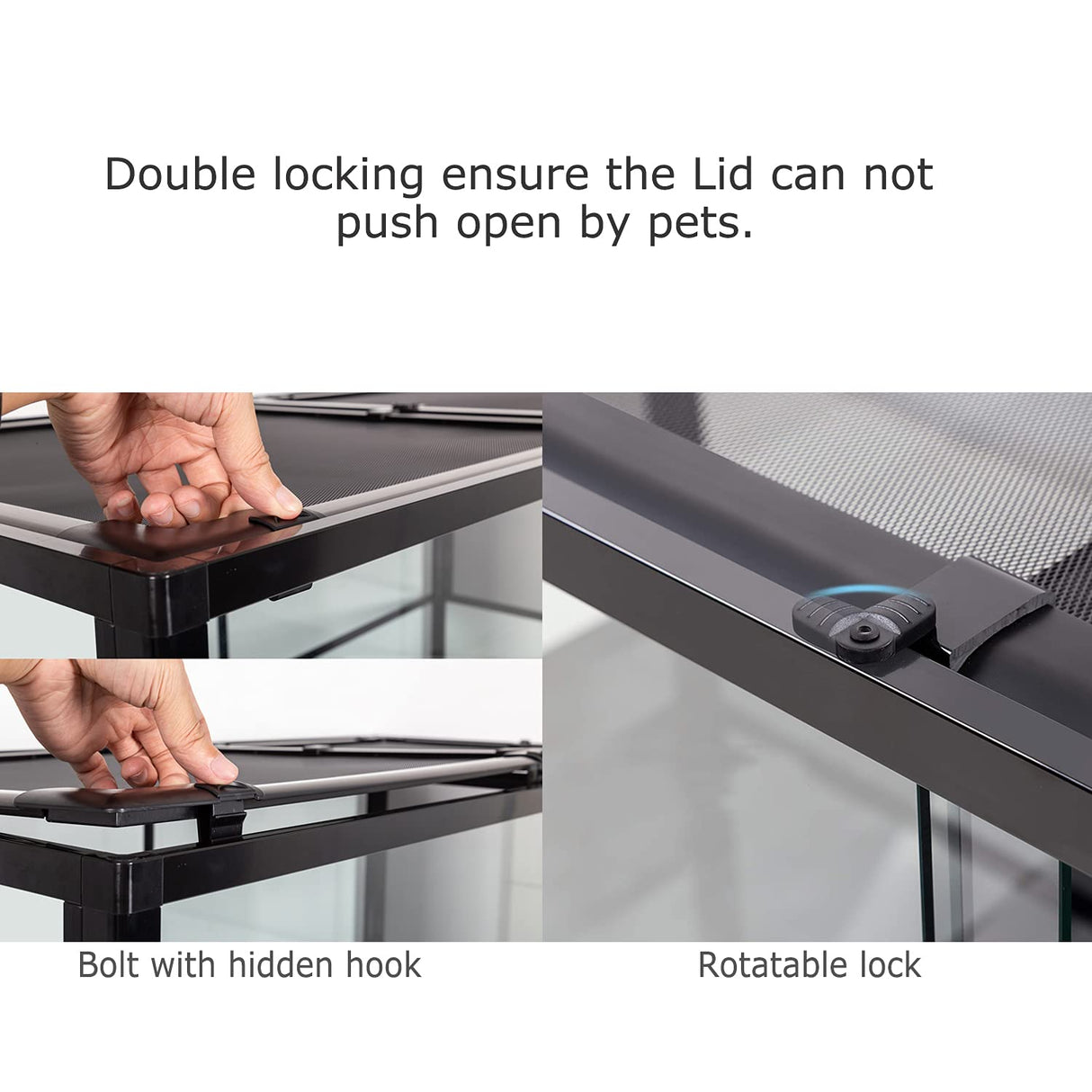 REPTIZOO Large Reptile Terrarium 120 Gallon, Tall & Wide Tempered Glass Reptile Tank 48" x 24" x 24" with Sliding Door Top Screen Ventilation & Anti Escape Lid, Full View REPTI ZOO