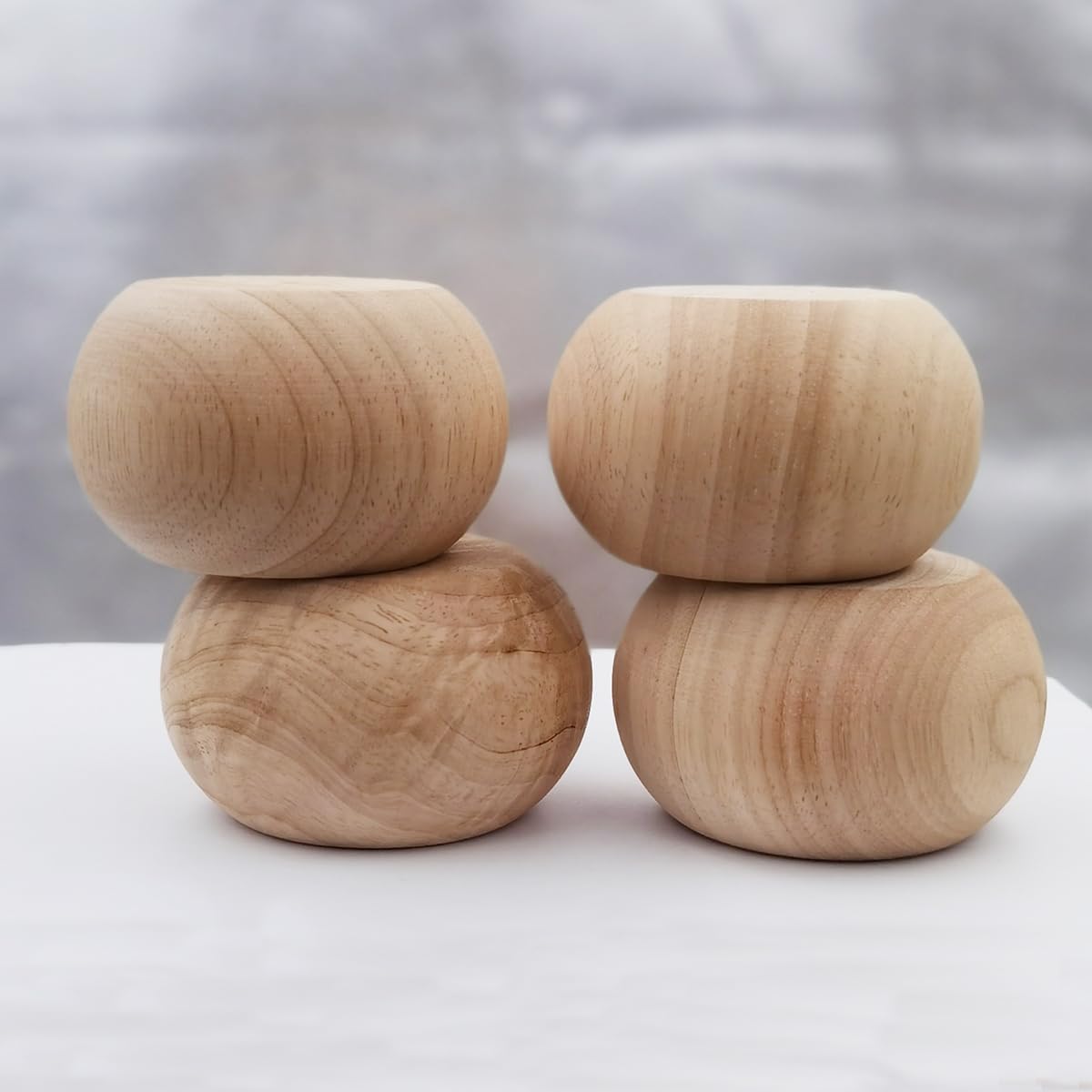 Btibpse 2 Inch Wooden Bun Feet Sofa Replacement Parts Round Furniture Legs Unfinished Sofa Couch Chair Ottoman Replacement Legs Solid Wood Cabinet Legs Set of 4 (2 inch Unfinished) Btibpse