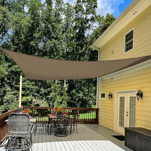 TANG Sunshades Depot Brown 16' x 16' Sun Shade Sail Square Canopy Shade Cover UV Block for Backyard Pergola Porch Deck Garden Patio Outdoor Activities TANG