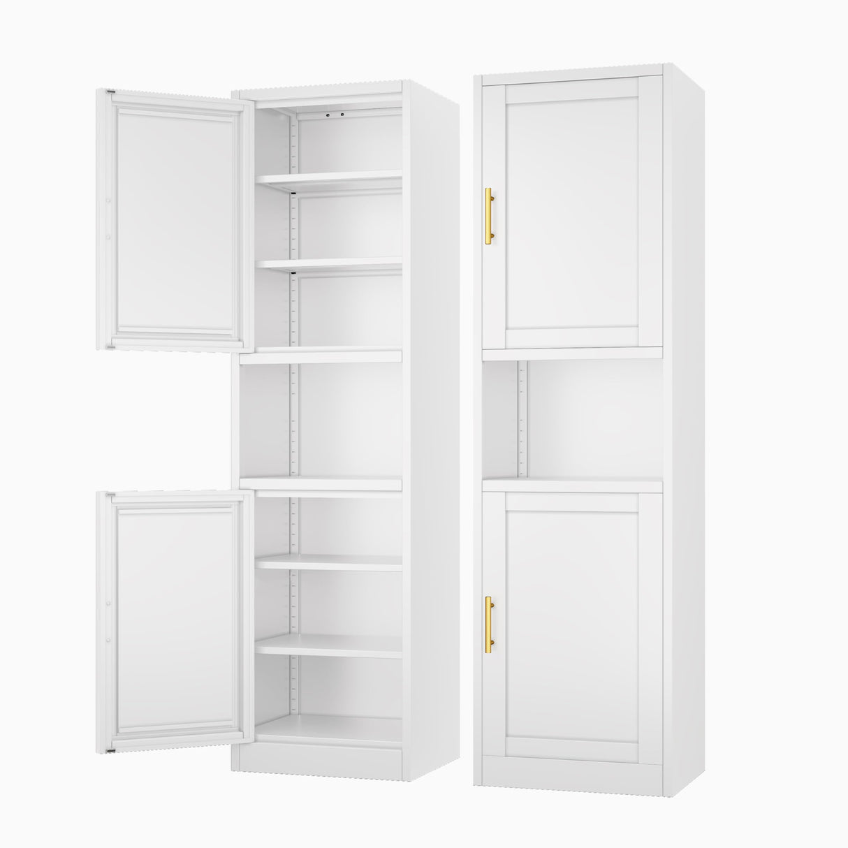 Ckzbx Tall Narrow Storage Cabinet 66.93" H Tall Bathroom Cabinets Metal Pantry Cabinet, 4 Adjustable Shelves for Kitchen, Home Office, Living Room, Dinning Room (16 inches Wide White) Ckzbx