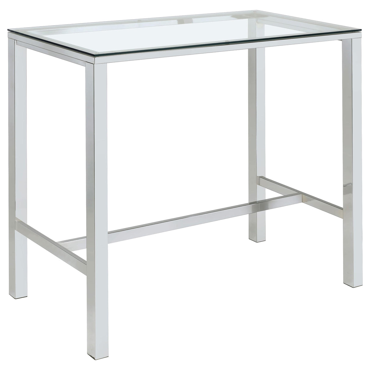 Coaster Home Furnishings - Tolbert - Glass & Metal - 47-Inch Rectangular Bar Table with Tempered Glass Top and Chrome Legs - Dining Room & Home Bar - Chrome - 104873 Coaster Home Furnishings