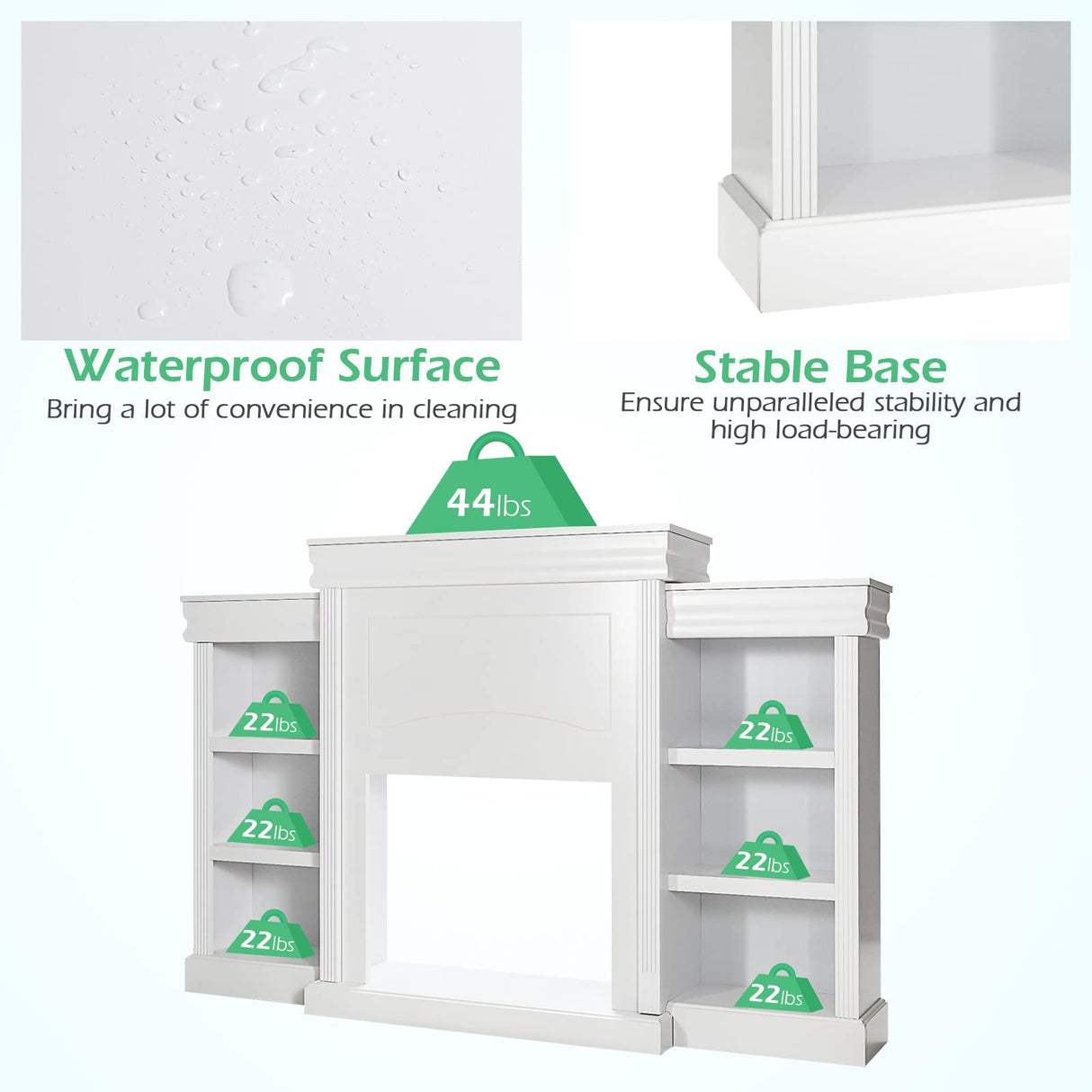 Tangkula 70 Inches Freestanding Mantel Stand, Modern Media Fireplace Cabinet for Living Room Bedroom, Wooden Mantel Console Table w/Storage Shelves for 28.5-Inch Electric Fireplace (Stand Only) Tangkula