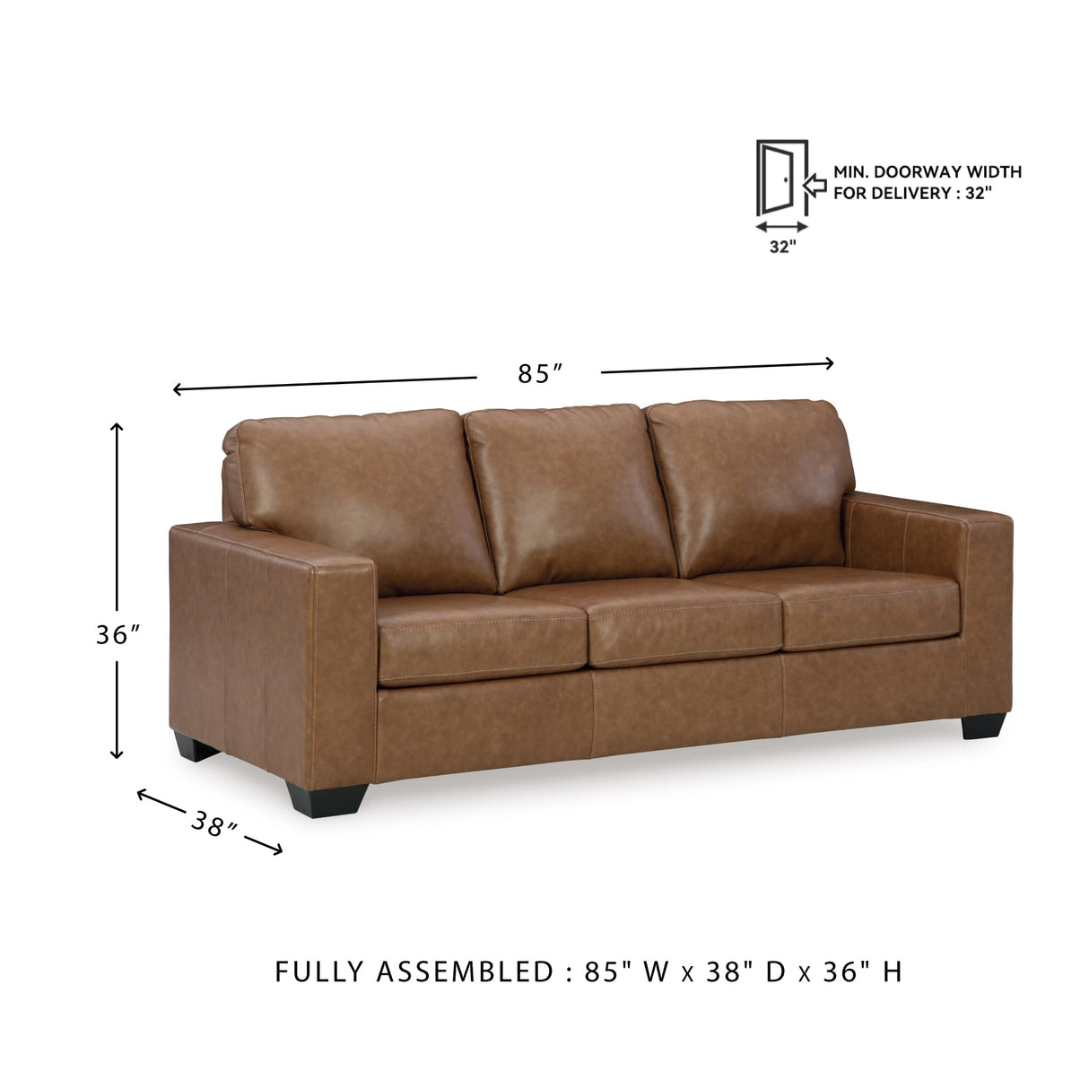 Signature Design by Ashley Bolsena Contemporary 2-in-1 Leather Match Sofa Sleeper with Folding Gel Memory Foam Mattress, Queen, Dark Brown Signature Design by Ashley