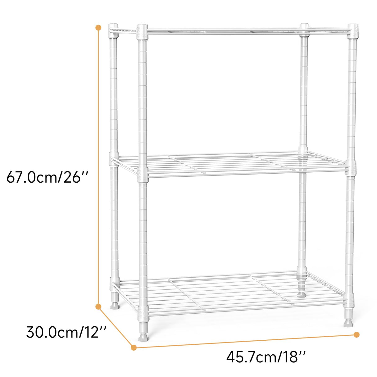 M MZG 450 lbs Wire Storage Shelving 3-Tier Utility Shelving Unit Steel Organizer Wire Rack for Home,Kitchen,Office,White (11.8" D x 17.7" W x 26.3" H) M MZG