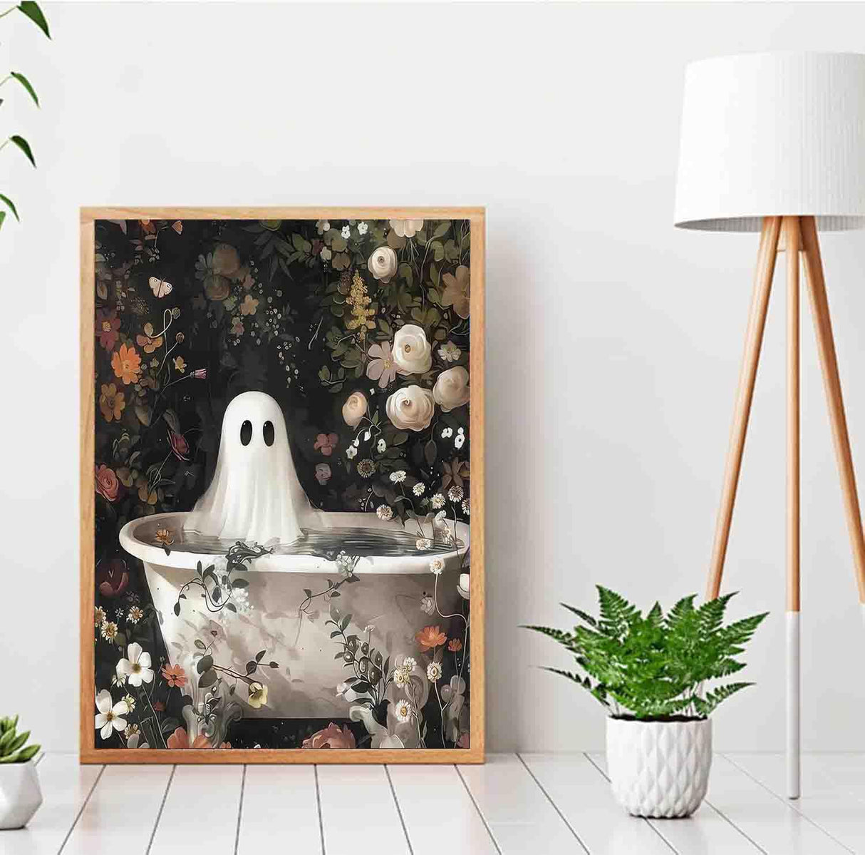 DYAIANGMU Halloween Paint by Numbers Kit for Adults Beginner,Ghost Flower Paint by Number Kits on Canvas for Adults Beginner,Digital Oil Painting Kits for Home Wall Decor 19.6X15.7 Inch (with Frame) DYAIANGMU