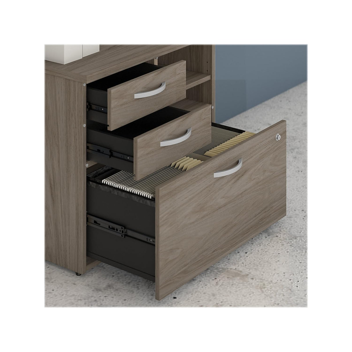 Bush Business Furniture Studio C Office Storage Cabinet with Drawers and Shelves, Modern Hickory (SCF130MHSU) Bush Business Furniture