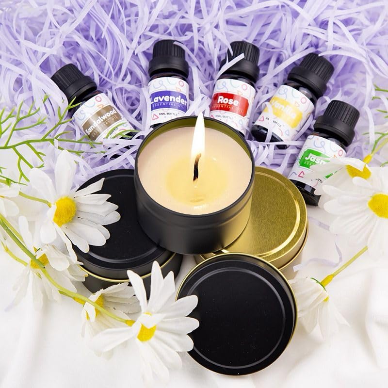 WAYONE LLC Candle Making Kit - DIY Starter Soy Candle Making Supplies Kit - Soy Wax, Full Set - 1 Jars & 6 Tins, 5 Pleasant Scents, Color Dyes & More, Perfect Candle Making Kit for Adults WAYONE LLC