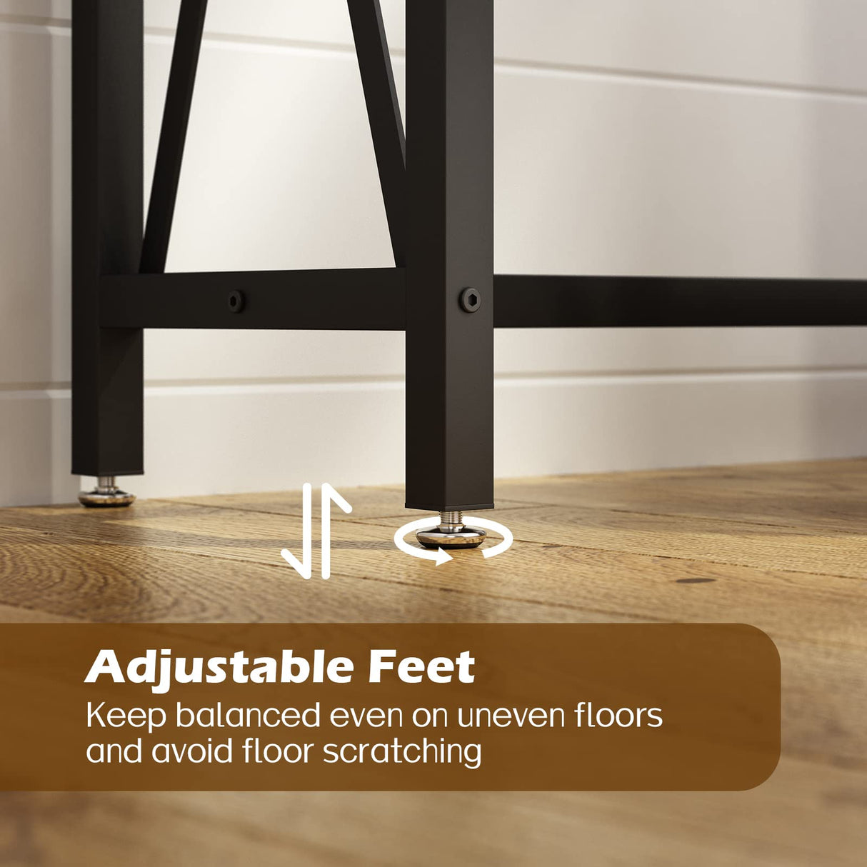 SUPERJARE 70 Inch Console Table with Outlet, Extra Long Entryway Table with Metal Frame and X-Shaped Design, Narrow Sofa Table for Living Room and Hallway - Rustic Brown SUPERJARE