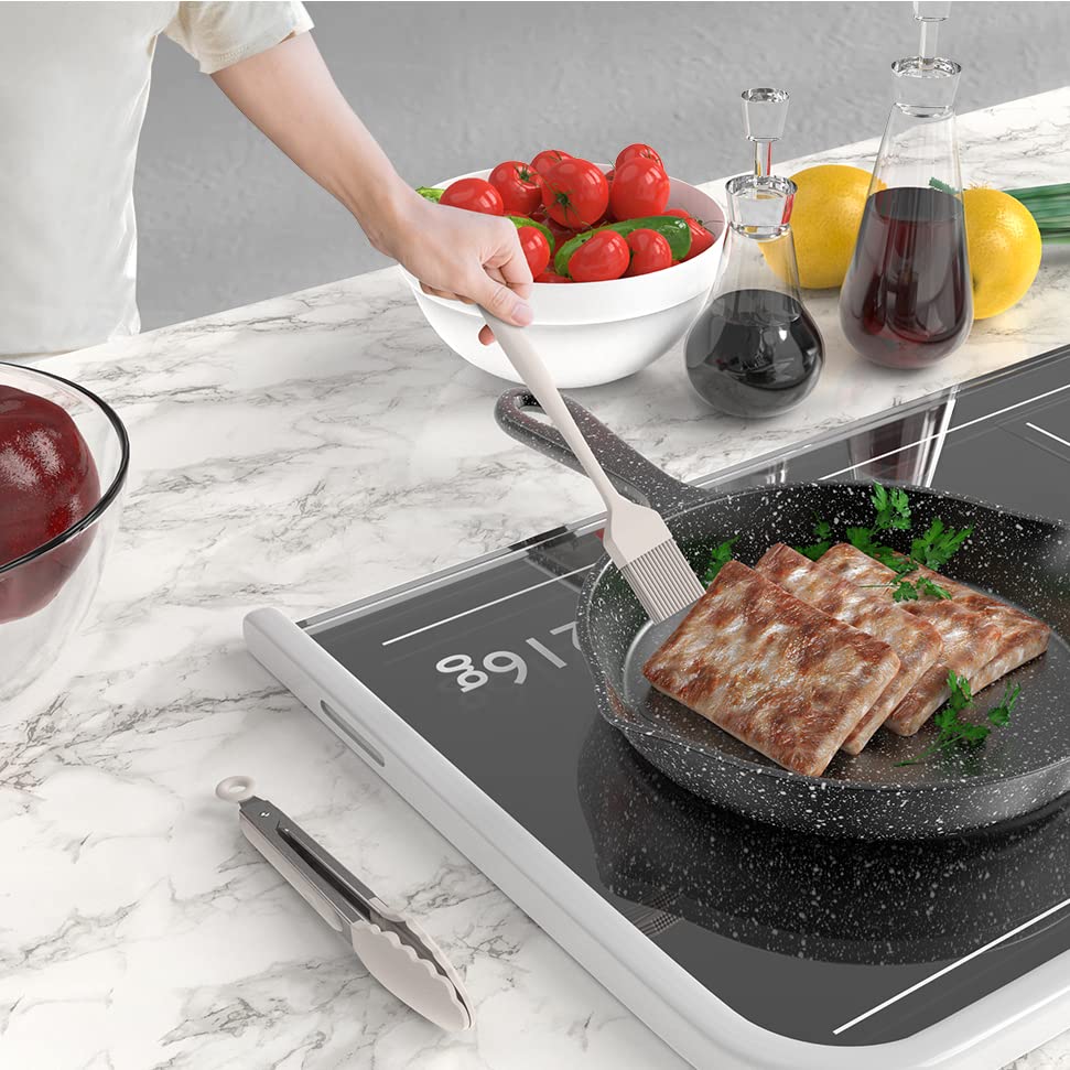 Silicone Cooking Utensils Set - 446°F Heat Resistant Kitchen Utensils,Turner Tongs,Spatula,Spoon,Brush,Whisk,Kitchen Utensil Gadgets Tools Set for Nonstick Cookware,Dishwasher Safe (BPA Free) AOTHOD