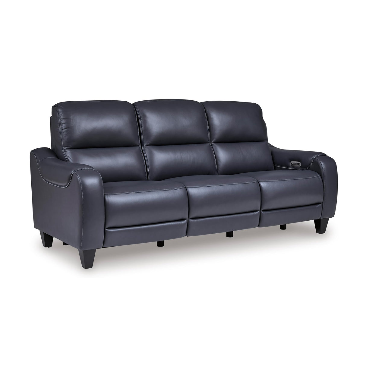 Signature Design by Ashley Mercomatic Contemporary Leather Match Wall Hugger Power Reclining Sofa with Adjustable Headrest and USB Ports, Blue Signature Design by Ashley