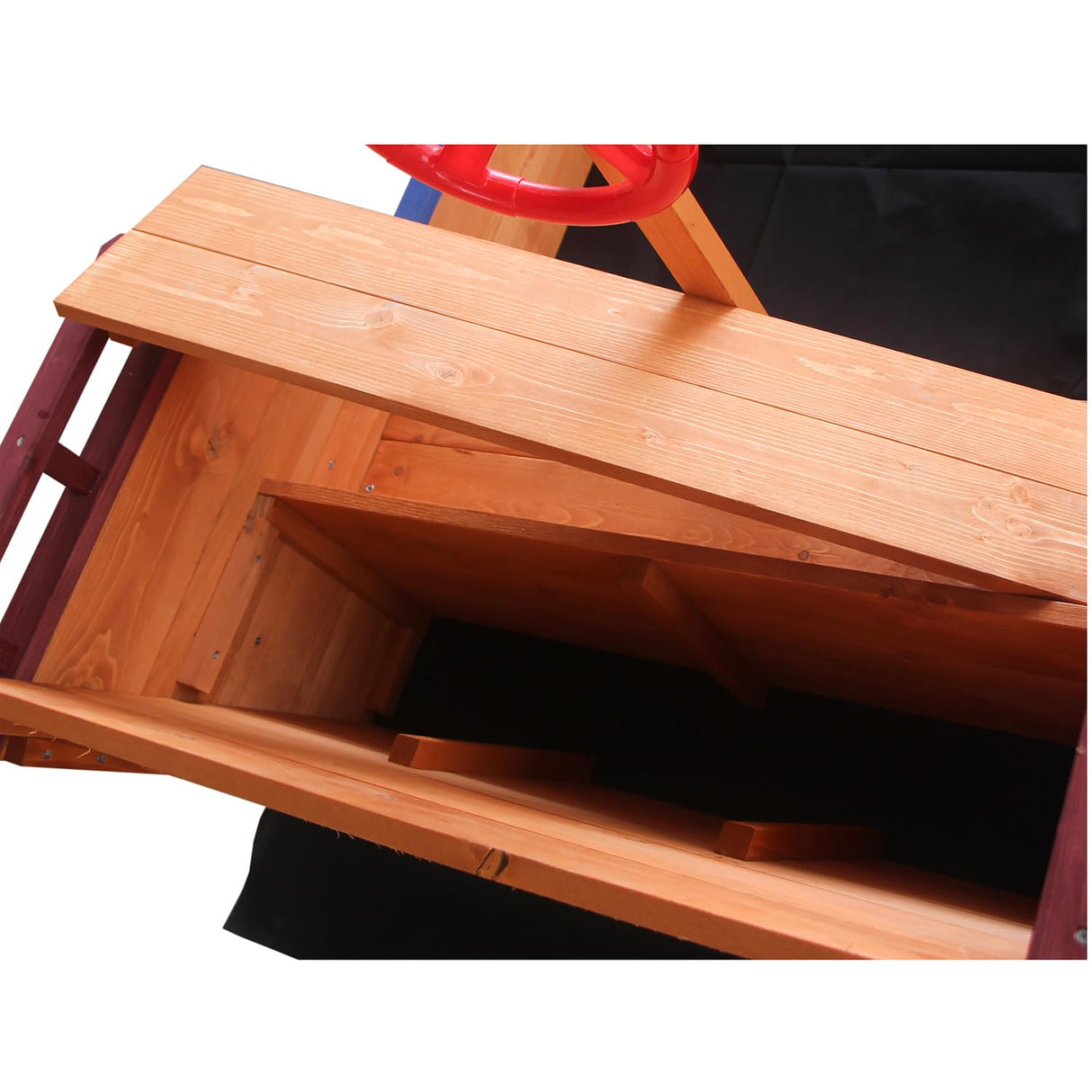 Wood Sandbox with Canopy, 63'' x 30.7'' Pirate Ship Sandbox with Cover and Rudder, Sand Box for Kids Ages 4-8, Kids Sandbox with Storage Bench and Seat, Kids Outdoor Playhouse for Backyard, Garden Angel Sar