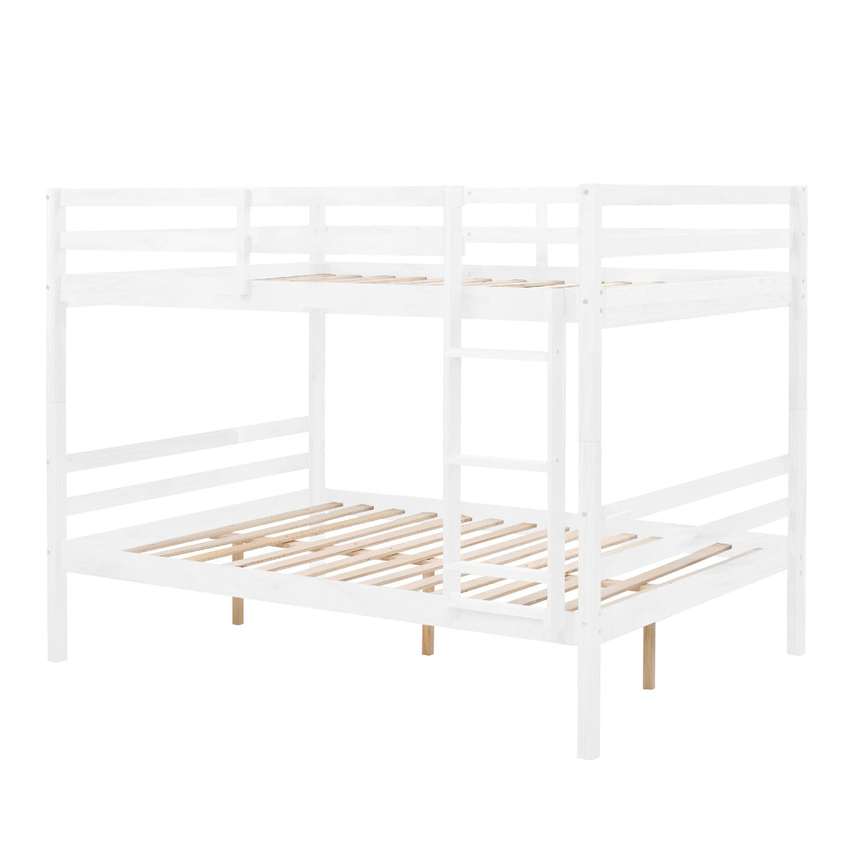 FLEXISPOT Full Over Full Solid Wood Bunk Bed with Ladder,Wooden Bunk Bed with High Guardrail and Ladder for Kids, Teens, Dorm Rooms, and Guest Rooms,No Box Spring Needed,White FLEXISPOT
