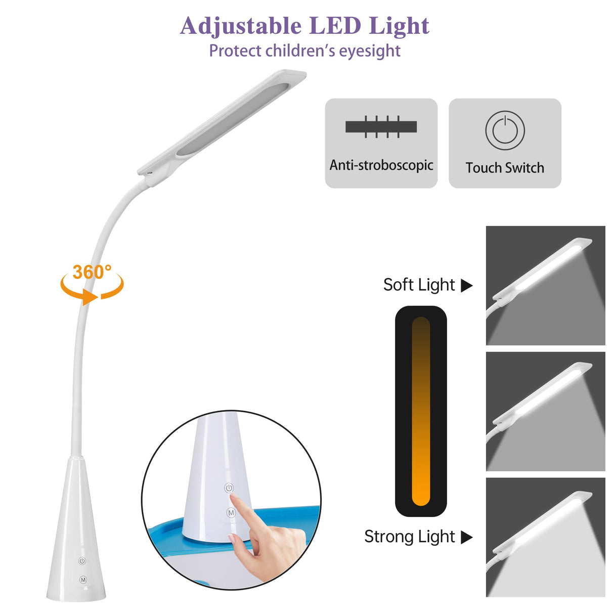 UNICOO® Kids Study Table and Chair Set, Height Adjustable Kids Art Desk, Ergonomic Study Desk for Kids, w/LED Lamp, Tilt Desktop, Pull Out Drawer - Kids Table and Chairs, Toddler Table and Chair Set UNICOO