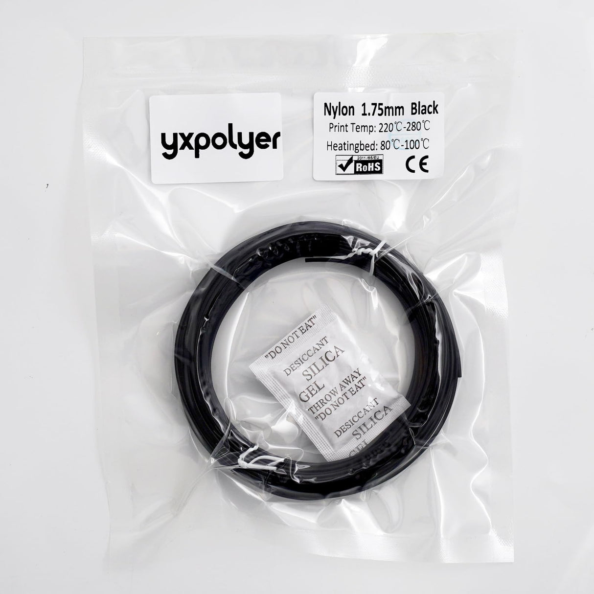 Nylon Filament 50g Black 1.75mm for 3D Printing Fit Most 3D Printer PA6 Filament yxpolyer