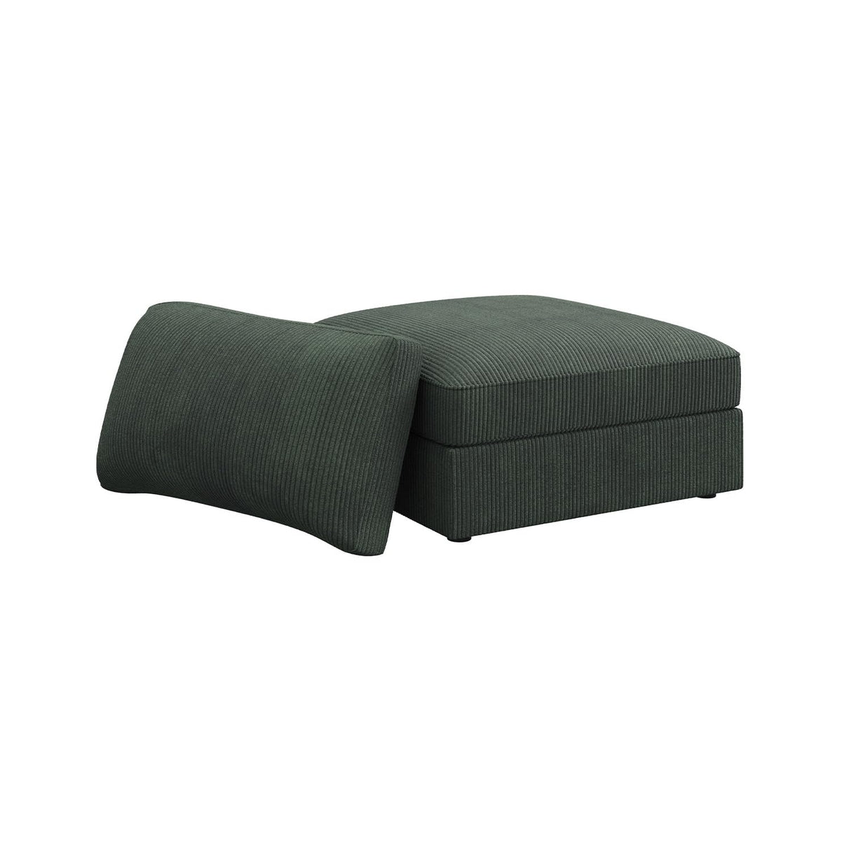 HONBAY Ottoman Module for Corduroy Modular Sectional Sofa with a Back Cushion, Storage Square Ottoman Bench for Living Room, Green HONBAY