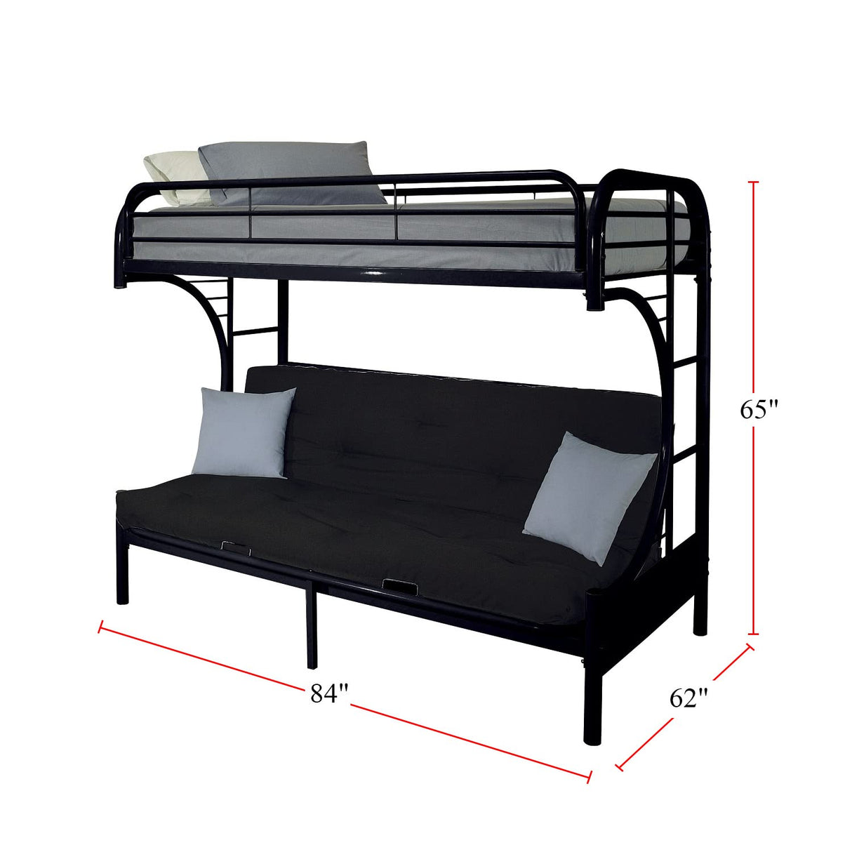 simple relax Metal Twin XL Over Queen Futon Bunk Bed in Black simple relax