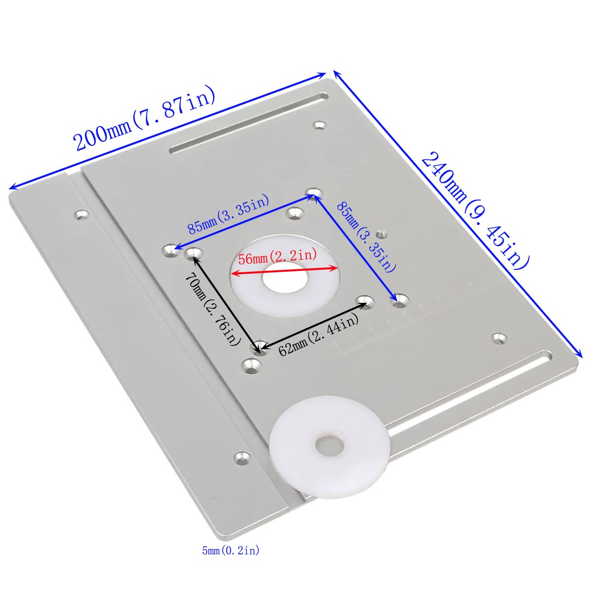 KETIPED Aluminium Router Table Insert Plate,Woodworking Benches Router Flip Plate W/Miter Gauge Guide Aluminium Fence Sliding KETIPED