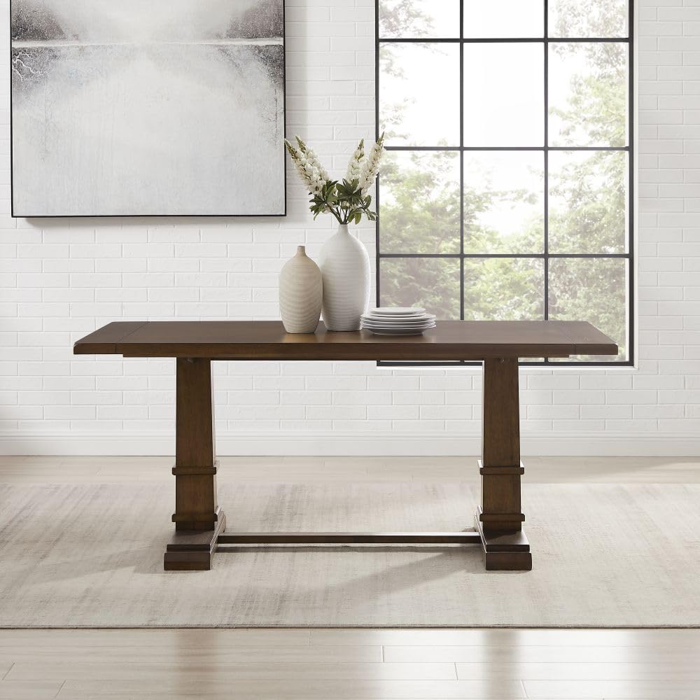 Crosley Furniture Joanna Modern Farmhouse Wood Dining Table, Dark Oak Crosley Furniture