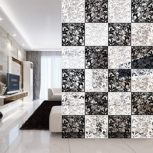 YIZUNNU Hanging Room Divider Made of PVC Panels Screen, Room Divider for Decorating Living Room, Dining Room, Sitting Room, Office, Restaurant Decoration(Black,12Pcs) YIZUNNU