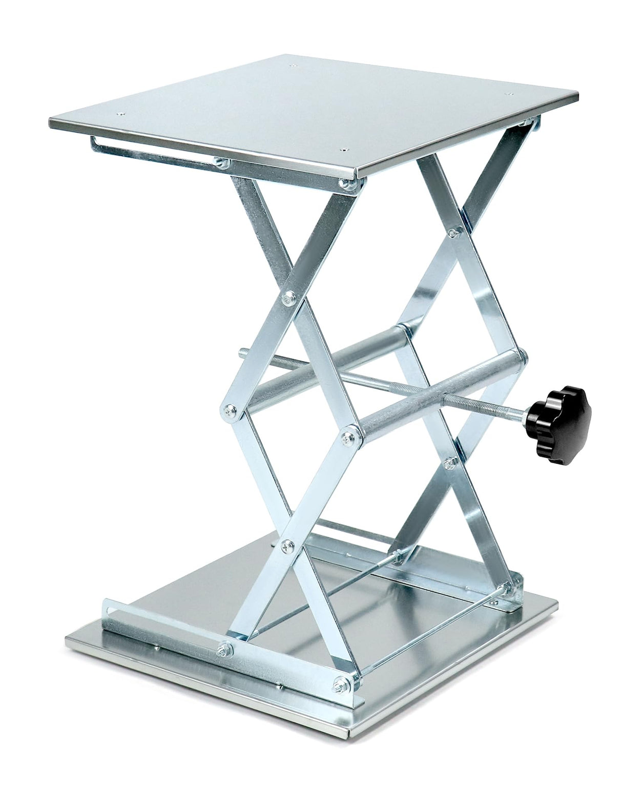 QWORK Lift Tables, 12"x12" Lab Scissors Jack, 304 Stainless Steel Scissor Stand, 18" Height 55lbs Load Jack Platform, Lifting Platform QWORK