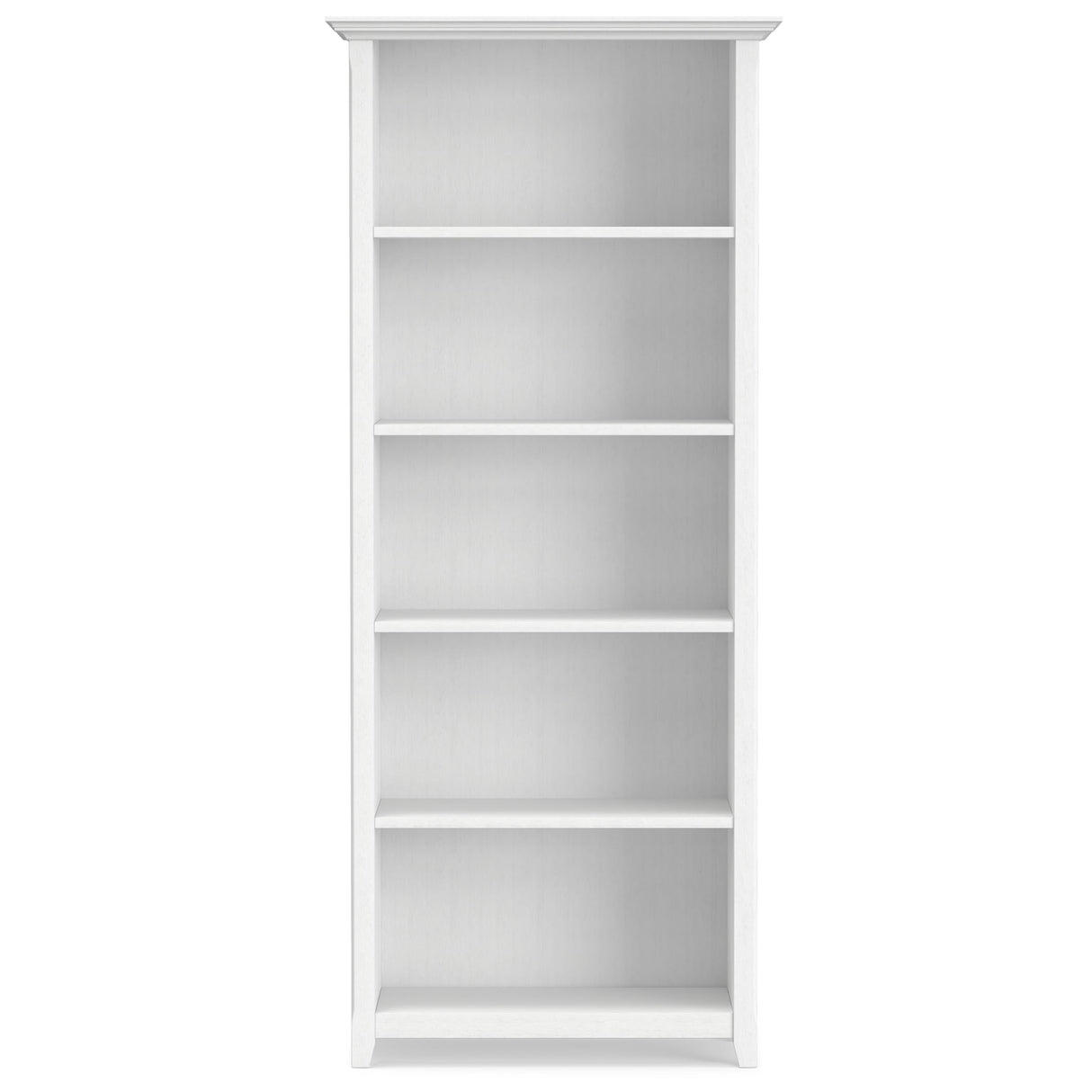 SIMPLIHOME Amherst Bookcase - 70 inch Tall 5-Shelf Solid Wood Bookshelf in White, Transitional Storage for Living Room, Study Room or Office with Adjustable Shelves and Tapered Legs SIMPLIHOME