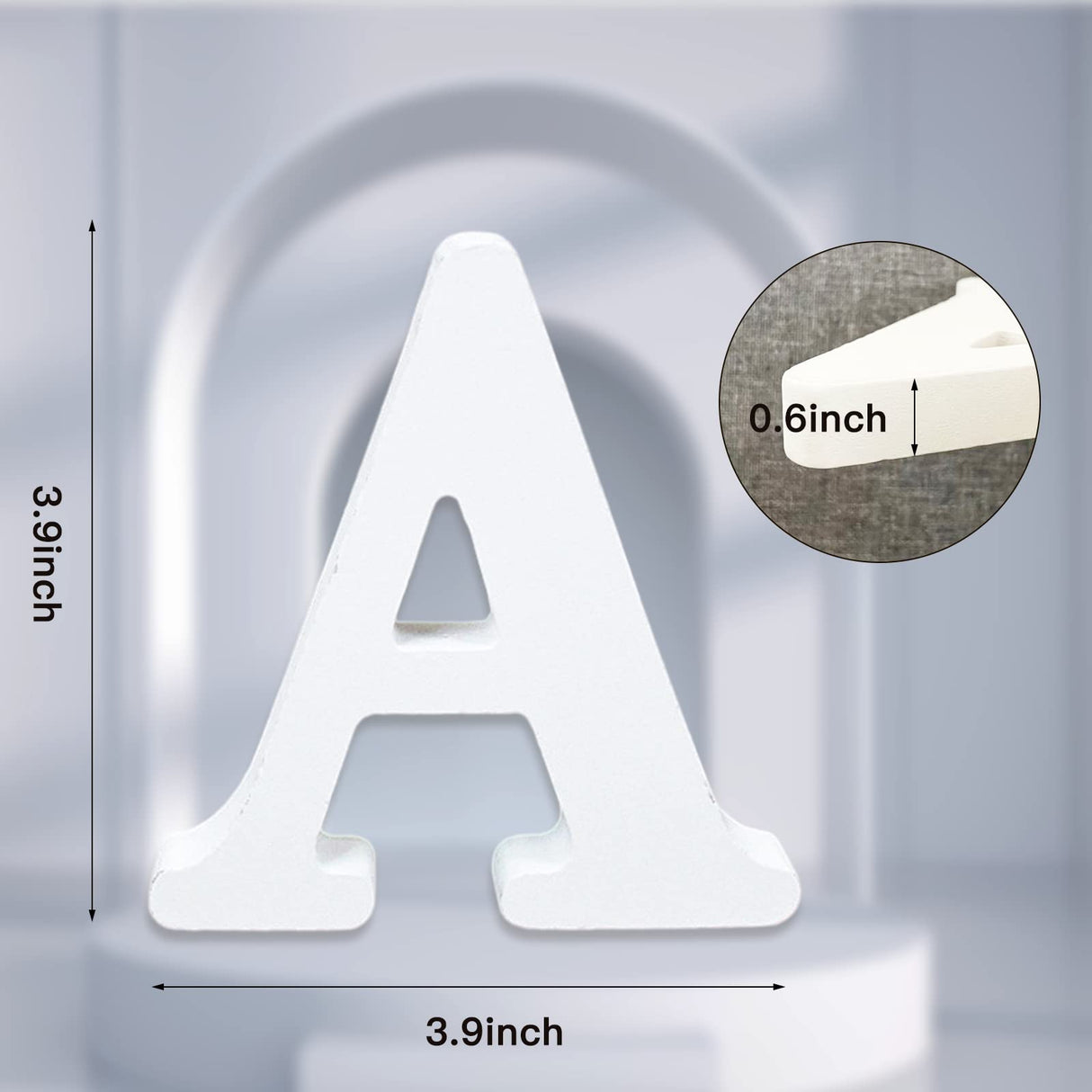 AOCEAN 4 Inch White Wood Letters Unfinished Wood Letters for Wall Decor Decorative Standing Letters Slices Sign Board Decoration for Craft Home Party Projects (A) AOCEAN