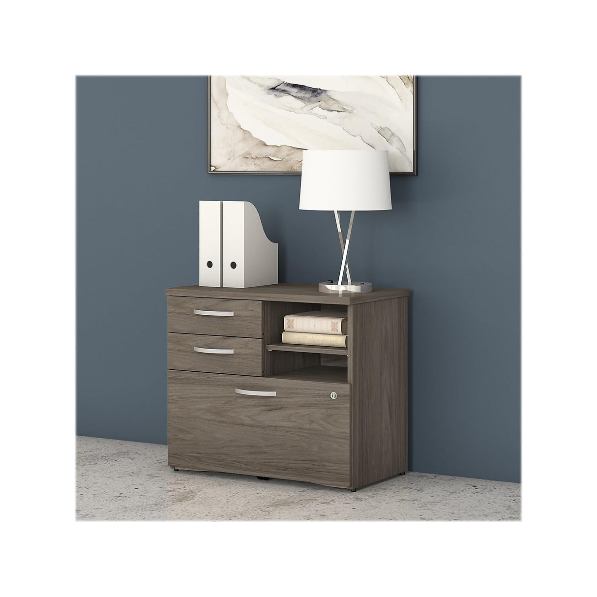 Bush Business Furniture Studio C Office Storage Cabinet with Drawers and Shelves, Modern Hickory (SCF130MHSU) Bush Business Furniture