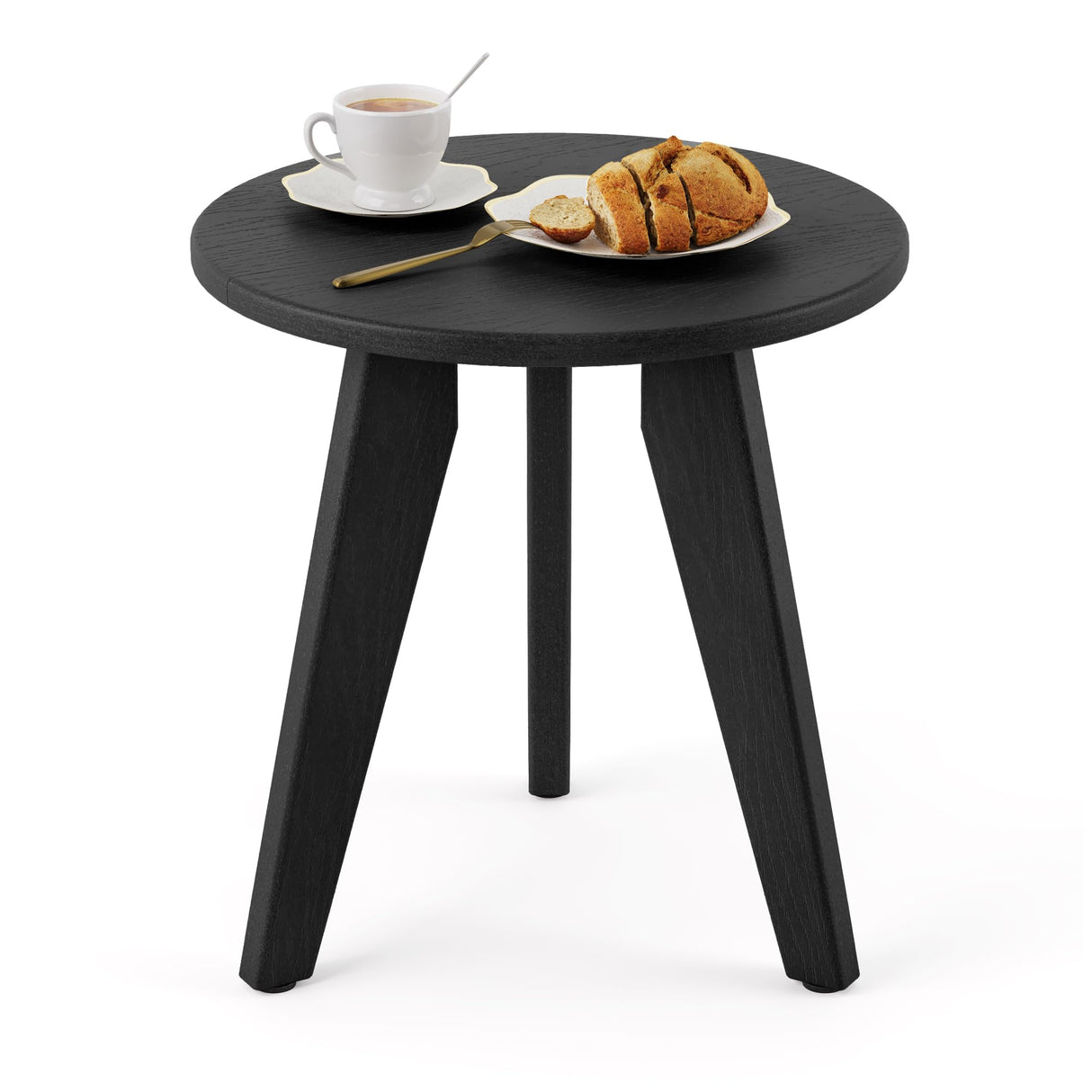 Homenjoy HDPE Outdoor Side Table, Small Round Side Table Weather-Resistant, Outdoor Side Tables for Patio, Porch, Deck, End Table for Plant Stand, Living Room, Bedroom, Black Homenjoy