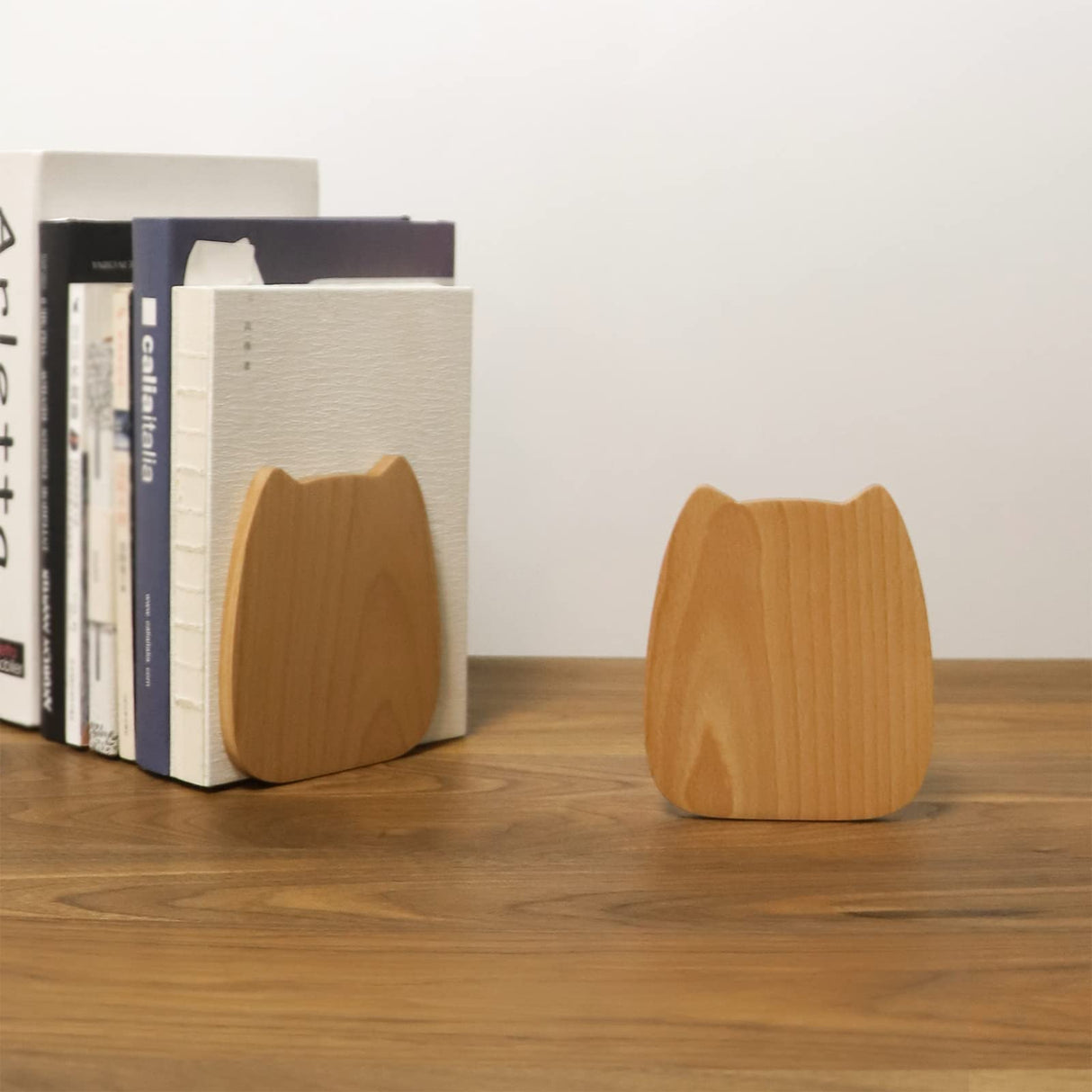 muso wood Bookends for Shelves, Book Ends for Home Office School Library Kitchen, Cute Book Stopper, Beech Book Holder 1 Pair muso wood