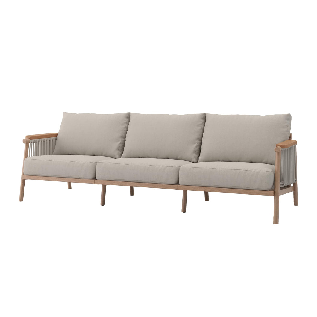 Acanva Modern All-Weather Aluminum Outdoor Patio Sofa with Thick Cushions, Olefin Fabric Sunroom Backyard Furniture, Couch Light Khaki Acanva