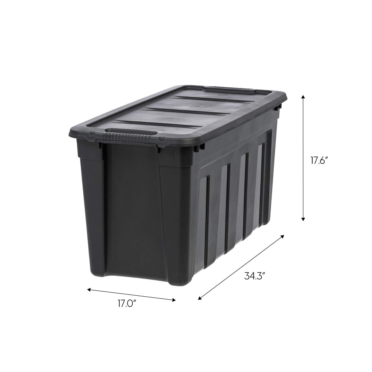 IRIS USA 31 Gallon Heavy Duty Storage Totes with Easy-Grip Handles, 4 Pack - Large Bins with Lids Garage Organizing Tubs, Durable Stackable Utility Containers, Made in USA - Black Iris Ohyama