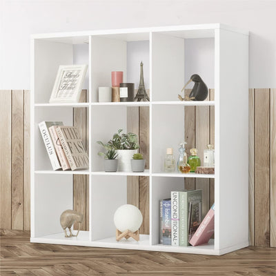 Fencer Wire 13-Inch Cube Storage Organizer Shelf, with Extra Thick Exterior Edge, Room Open Storage Shelf Divider, Bookcase, 6-Cube / 8-Cube / 9-Cube, Colors Available in Rustic Grey Oak and White