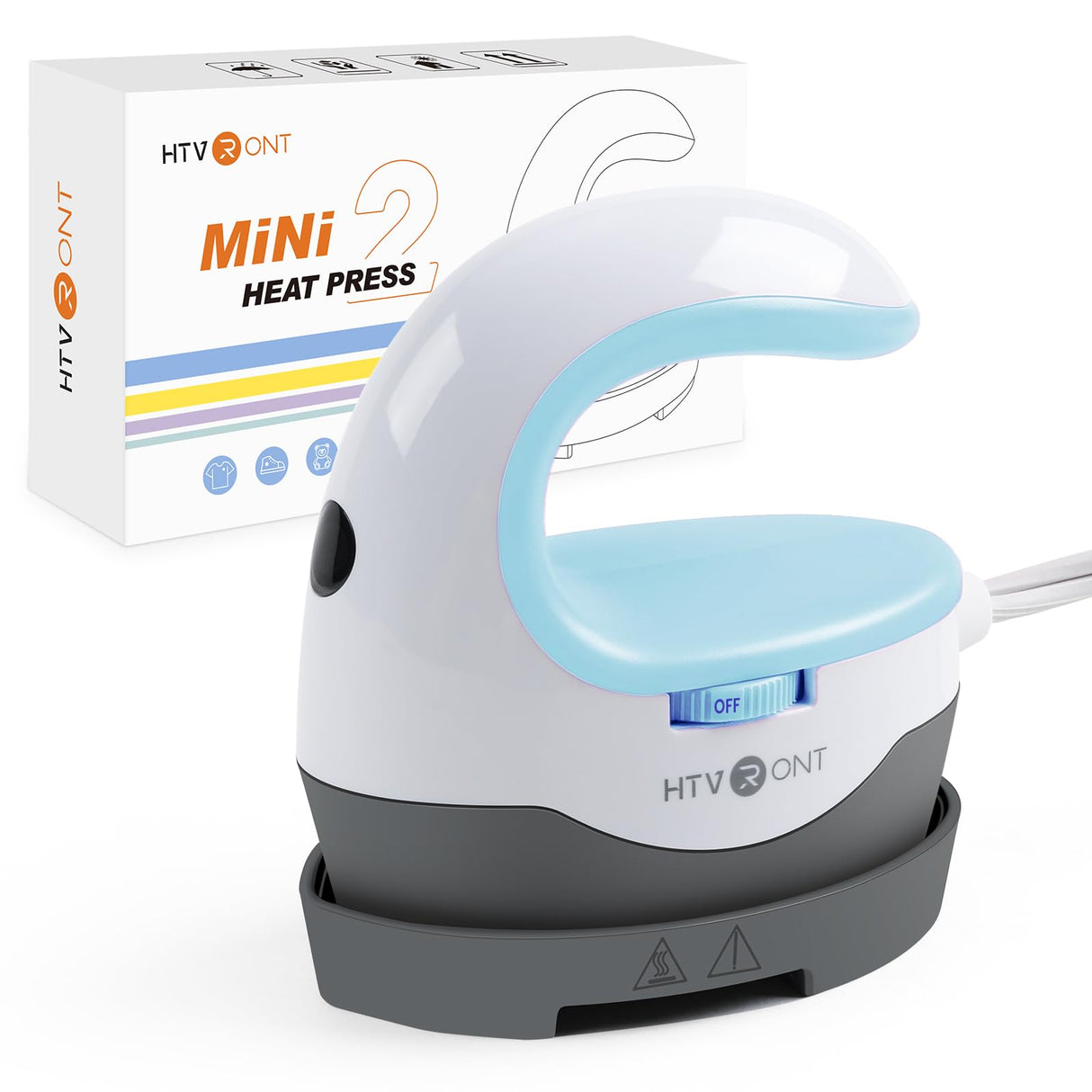 HTVRONT Mini Heat Press Machine, Small Heat Press Portable Iron Press Machine for T Shirts, Hats, Heating Transfer Projects (Bubble Blue) HTVRONT