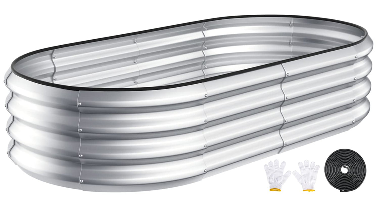Kesfitt Raised Garden Bed Kit,Outdoor Galvanized Planter Large Metal Raised Boxes with Safety Edging and Gloves for Gardening Vegetables,Fruits,Flower(4x2x1FT) Kesfitt