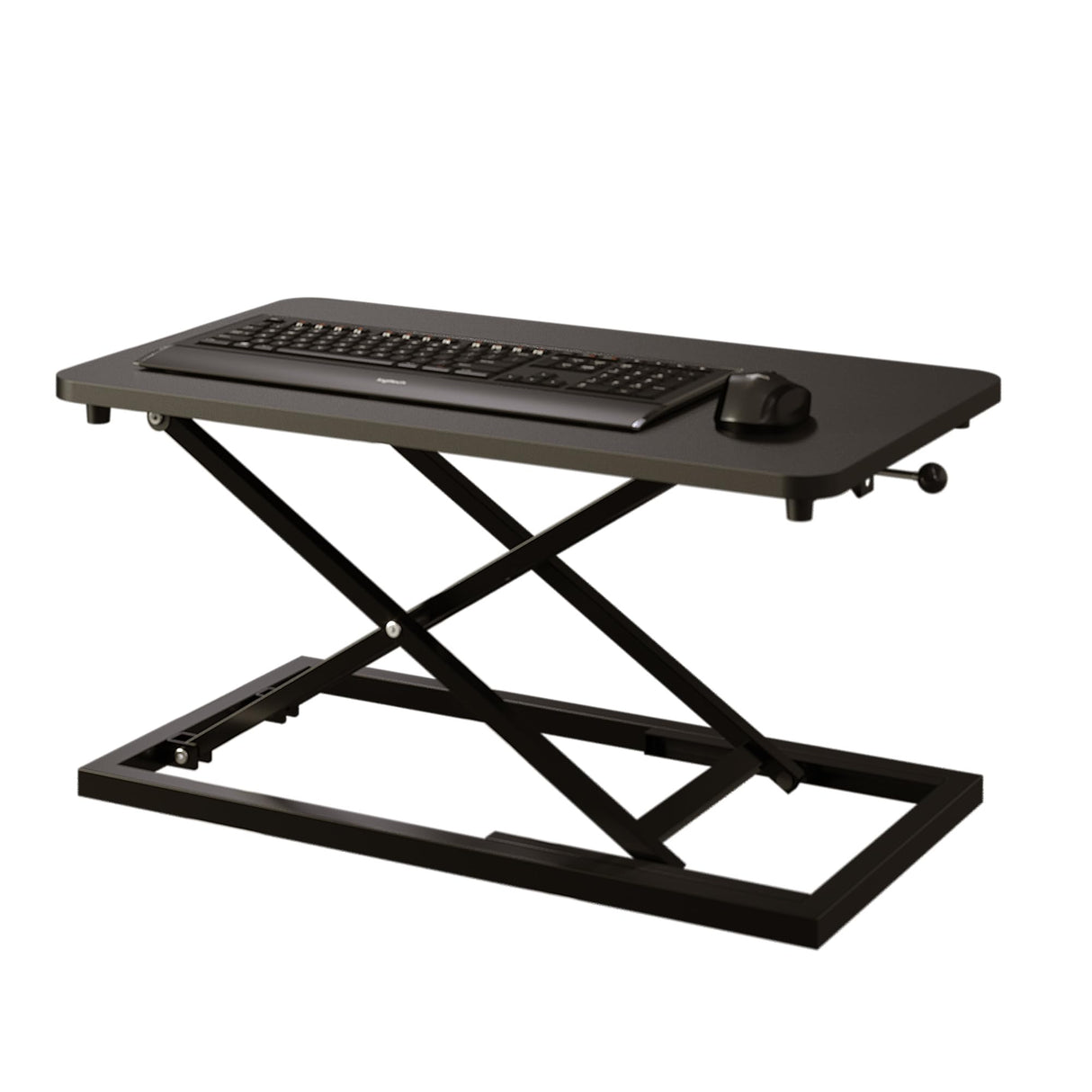 Decoholic Single 24 inch Scissors Lift Keyboard and Mouse Riser, Height Adjustable Standing Desk Converter for Ergonomic Sit Stand Workstations,suitable to hold large/small items (24inch, Black) Decoholic