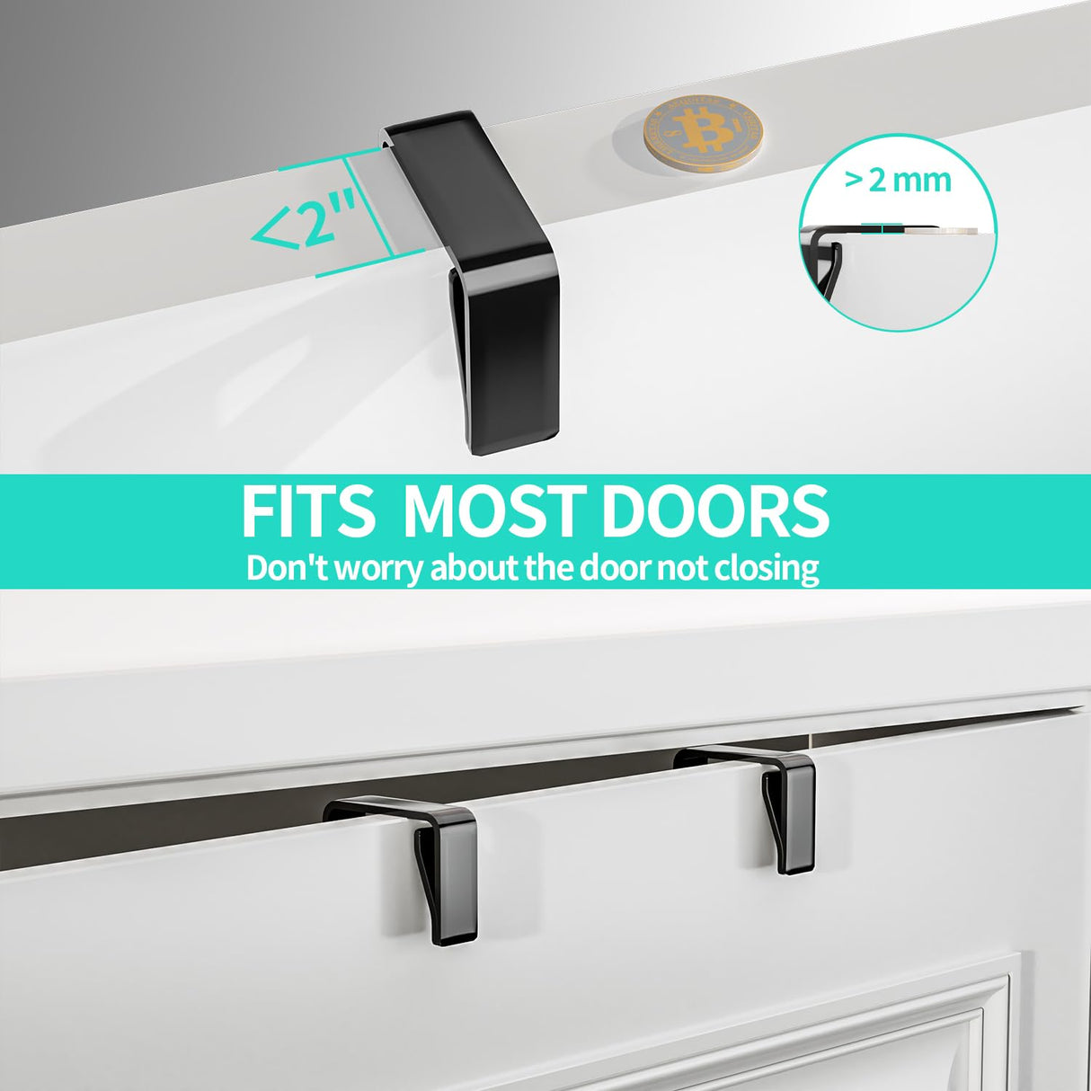 HapiRm Over The Door Organizer - Hanging Door Organizer with 4 Metal Large Capacity Baskets and Adjustable Coat Hook for Bathroom Bedroom Kitchen Pantry Closet Cabinet HapiRm