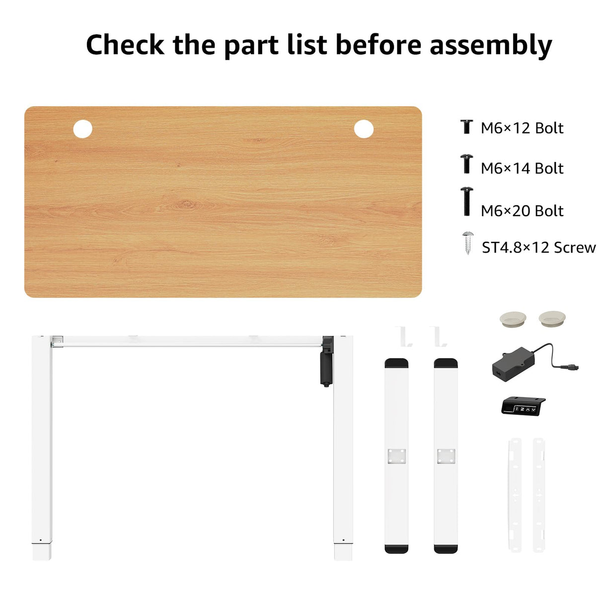 MOUNTUP Height Adjustable Electric Standing Desk Whole-Piece, 48 x 24 Inches Quick Assembly Sit Stand Desk, Stand Up Desk with Memory Controller, Ergonomic Desk, Oak MOUNTUP