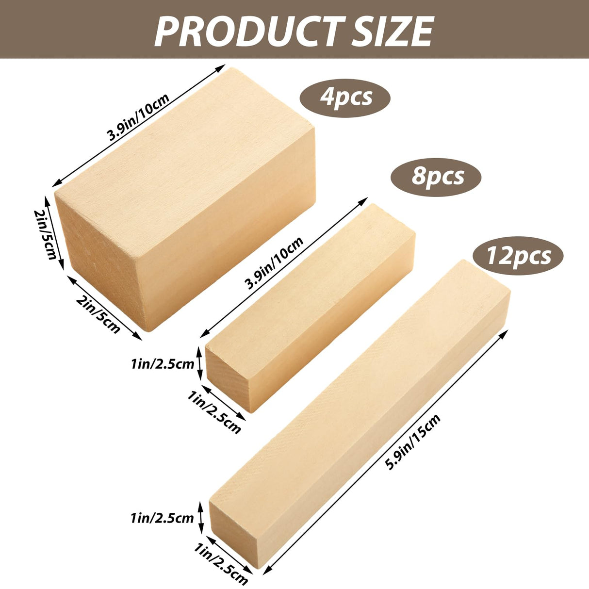 ABuff Basswood Carving Blocks 24 PCS Wood Blocks for Carving, Basswood for Wood Carving Wood, Unfinished Wood Blocks for Beginner or Expert Carvers and Whittling ABuff