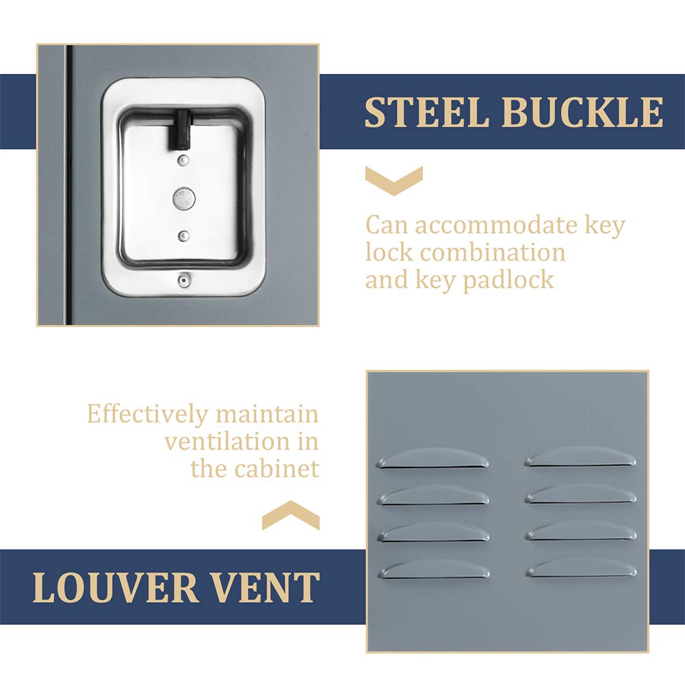 Greenvelly Metal Locker for School Office Gym Metal Storage Locker Cabinet for Employees Students Steel Locker Triple Tier with 3 Door Grey Greenvelly