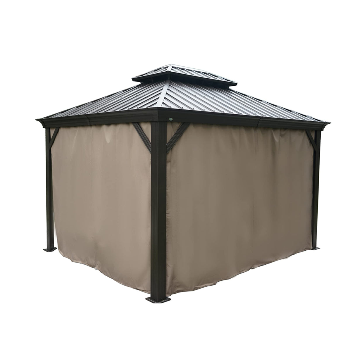 Kozyard Gazebo Privacy Curtain Outdoor Waterproof Sidewall for Hardtop Gazebo, OEM Replacement for Patio Gazebo Curtains for Alexander, Caesar, Rosana and Apollo Model (10ft x 12ft, Brown) Kozyard