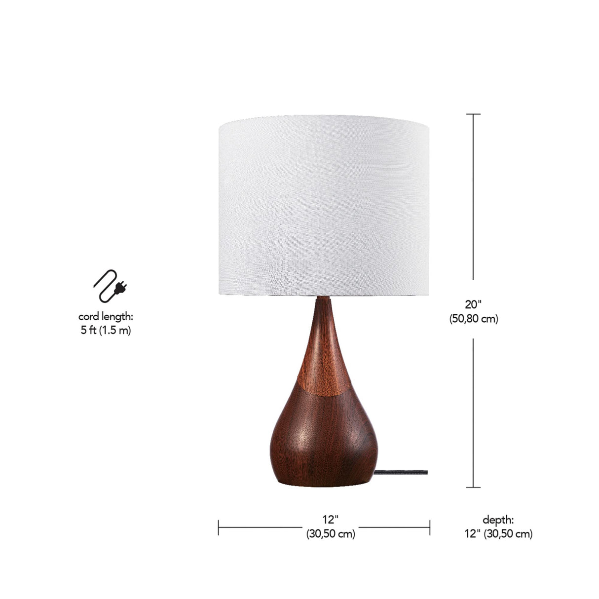 Globe Electric Novogratz x 65862 Harrington 20" Table Lamp, 2-Tone Faux Wood, White Cotton Shade Globe Electric