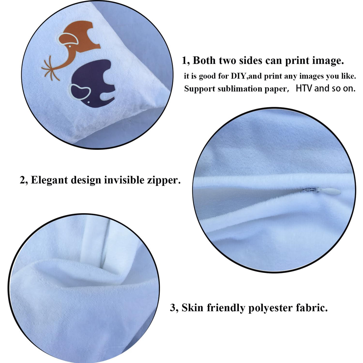 FUKiss 4 PCS 12" x 20" White Sublimation Blanks Soft Plush Crystal Velvet Fabric Throw Pillow Case Cushion Cover Pillowcase for Sofa Vinyl Projects DIY Printing Square NO Pillow Insert FUKiss