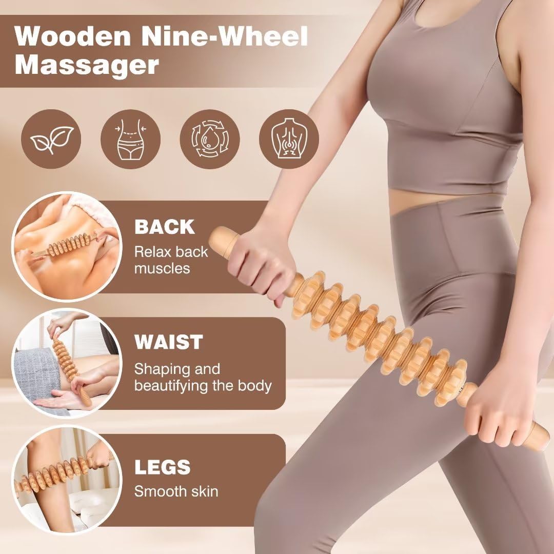 JUANWAN 12-in-1 Wood Therapy Massage Tools Wooden Massager Body Sculpting Tools Maderoterapia Kit Wood Therapy Tools for Muscle Pain Relief Body Shaping Anti-Cellulite JUANWAN