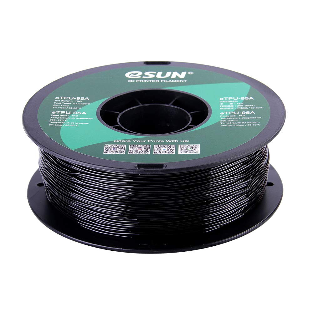 eSUN 1.75mm TPU 95A Flexible 3D Printer Filament 1KG Spool (2.2lbs), Black eSUN