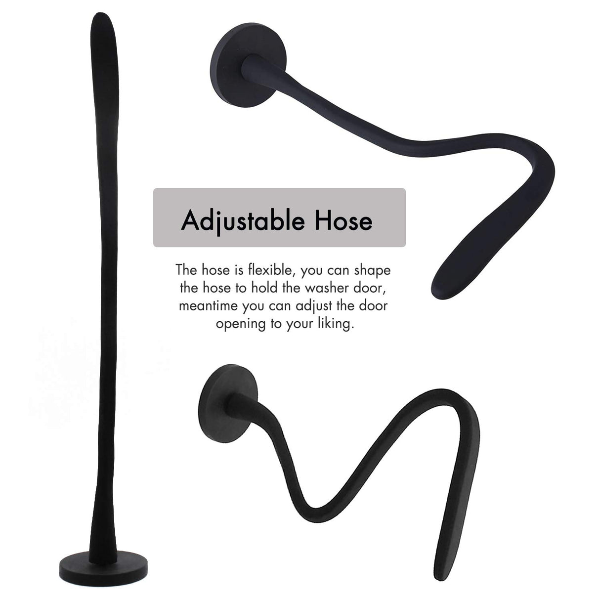 Spedtees Front Load Washer Door Prop, Magnetic Flexible Washer and Dryer Door Support Keep Washer Drying Door Open to Keep Dry (Black, Round) Spedtees