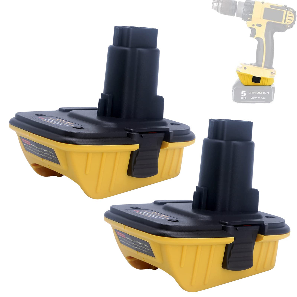 Lasica 2Pack DCA1820 18V to 20V Adapter Compatible with Dewalt 18V XRP Tools - Compatible with Dewalt 20V Max Battery DCB201 DCB203 DCB204 DCB206 - Compatible with Dewalt Battery Adapter DCA1820 Lasica