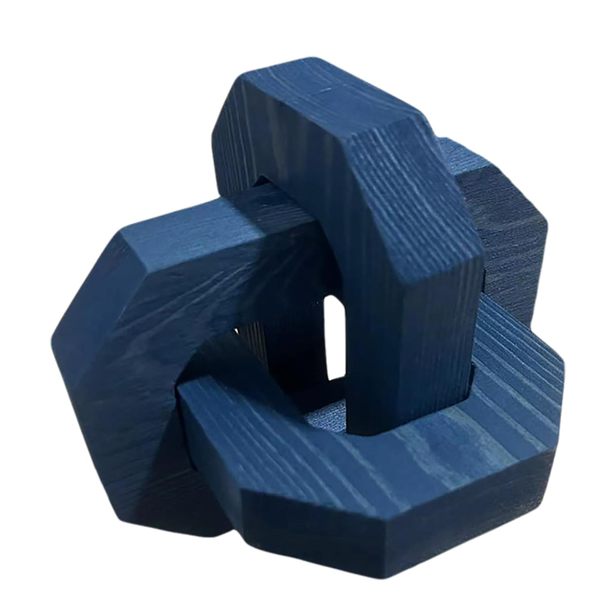 GUDAGUU Coffee Table Decor -3 Link Wood Knot Decor Farmhouse Wood Chain Link Decor Shelf Decor Table Books Hand Carved Artistic Home Decoration for Modern Boho Shabby Homestay (Navy Blue) GUDAGUU